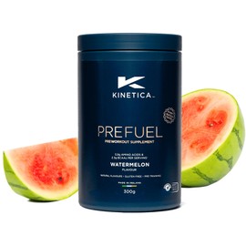 Kinetica PreFuel Pre-Workout Pulver Wassermelone 300g | Pre-Workout Booster für Sportler | 92mg Koffein | Für die Anwendung vor dem Training | Zuckerfrei | Gute Löslichkeit u. reiner Geschmack