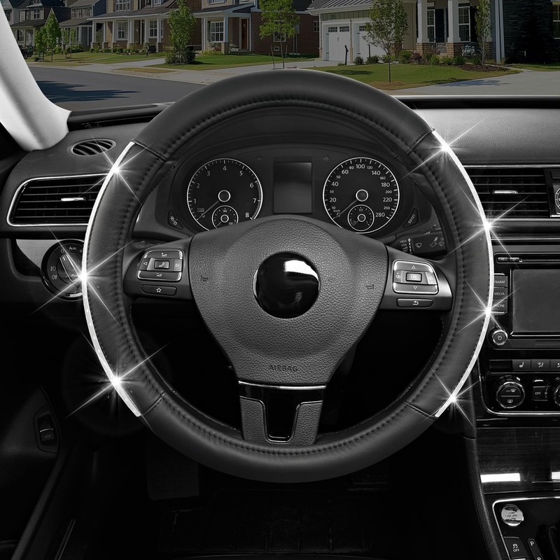 Road Comforts Bling Steering Wheel Cover for Women Girls, Sparkly