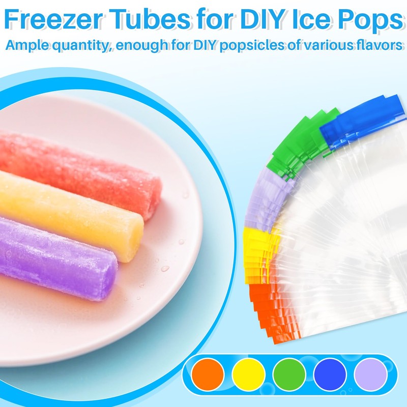 100PCS RAINFLOW Disposable Popsicles Molds Bags - Freezer Ice Pop