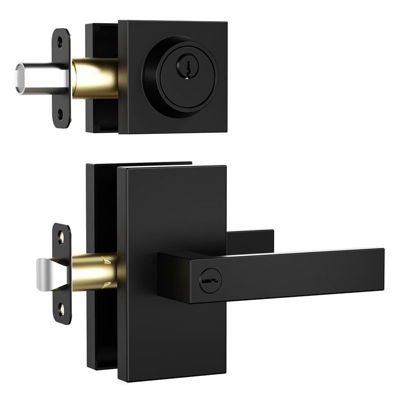Newlaking Exterior Door Handle with Single Cylinder Deadbolt Lock