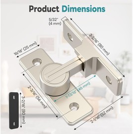 Heavy Duty 90 Degree Barn Door Lock, Zinc Alloy Security Sliding Door Latch for Barn, Garden, Bathroom, Fence, Shed - Anti-Rust and Robust (Nickel-1 Pc)