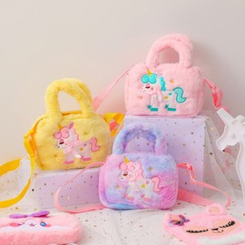 MILISTEN Travel Wallet Plush Crossbody Bag, Fluffy Shoulder Bag, Shaped Handbag, Tie Dye Pattern Bag for Women Girls Kids, Baby Girl