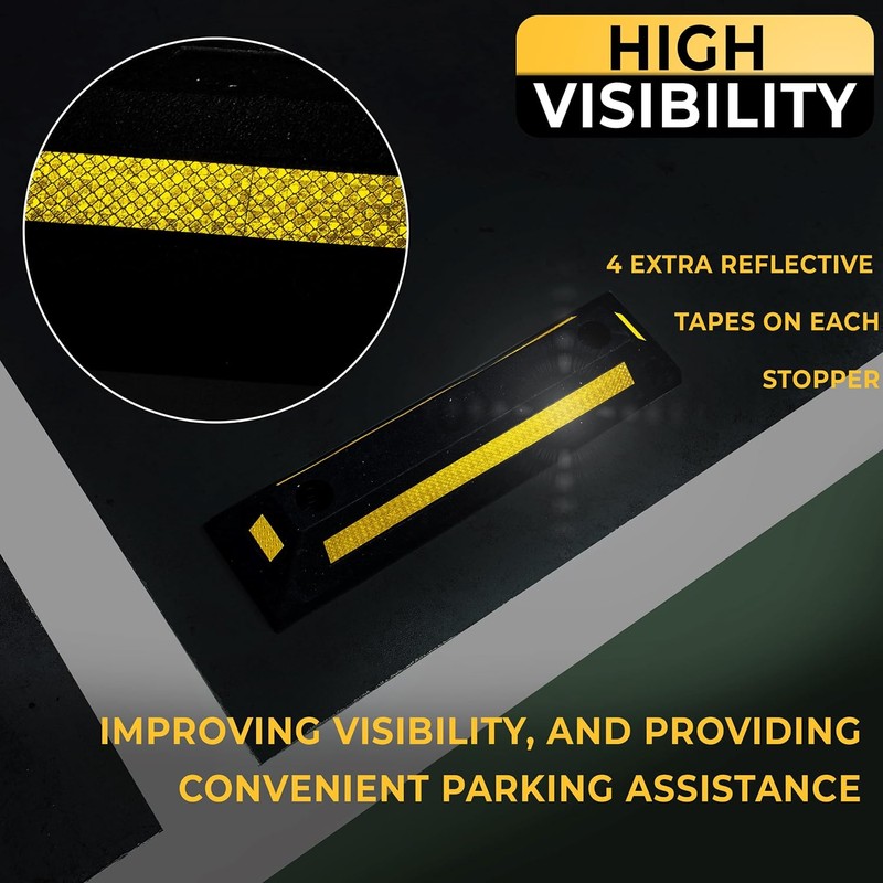 ZONETECH Heavy Duty Rubber Parking Guide - 2 Pcs Premium
