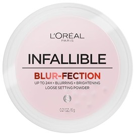 L'Oreal Paris Infallible Blur-fection Polvo Suelto Fijador de Larga Duración, Polvo Facial Difuminador Con Hasta 24 Horas de Uso, Rosa Claro Iluminador, 1 Kit
