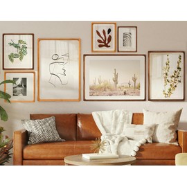 Gdfmsc 8x10 Picture Frame with Mat for 5x7/6x8, Natural Teak Wood Handcrafted Rounded Corner with Real Glass, Vertical or Horizontal Display Photo Gallery Wall & Tabletop Frame