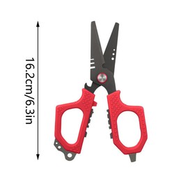 1PCS Red Fishing Braid Line Scissors Shears with Protective Cover, Professional Fishing Line Scissor for Thick Fishing Line, Metal Wire