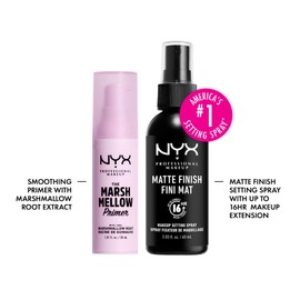 NYX PROFESSIONAL MAKEUP NYX PROFESSIONAL MAKEUP Marshmellow Smoothing Primer + Makeup Setting Spray, Matte Finish, Long-Lasting Face Mist for up to 16HR Wear (Pack of 2)