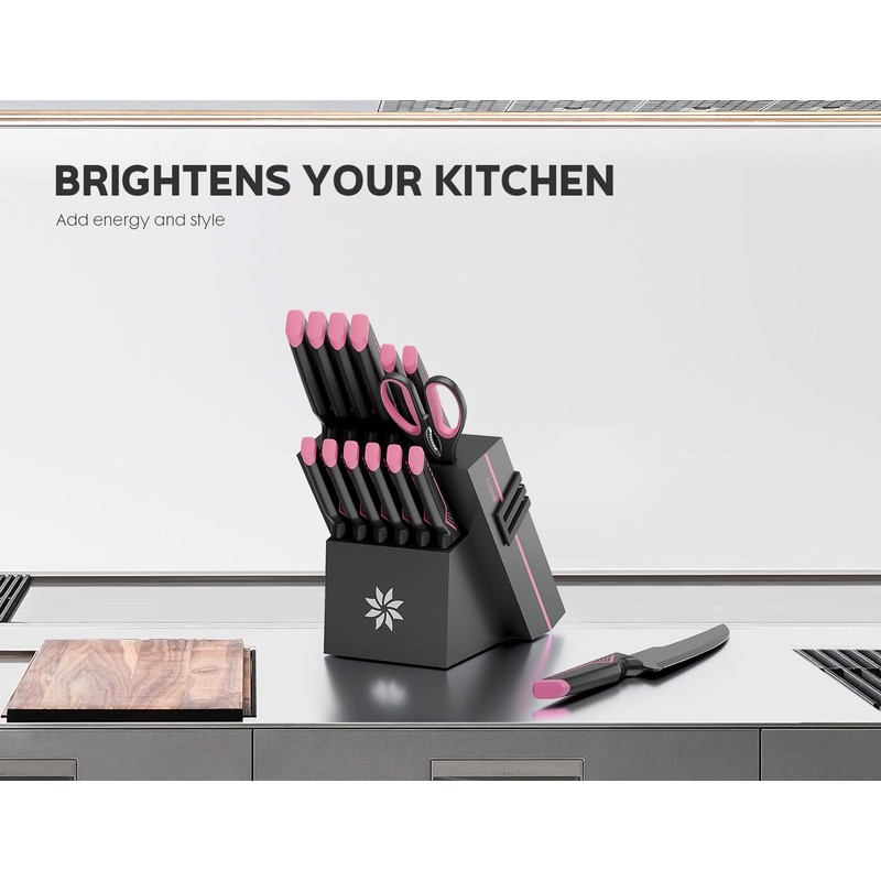 Knife Set - 15 PCS Kitchen Knife Set with Built-in