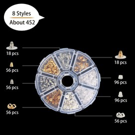 8 Styles Earring Backs, 452PCS(226Pairs) Earring backings, Earring Safety Back Pads backstops Stopper, Clear Rubber Bullet Shape Butterfly Plastic Secure Earring kit