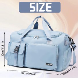 YOUYIKE Sports Bag for Men and Women, Large Sports Bag with Backpack Function, 42 L Waterproof Travel Bag with Shoe Compartment, Wet Compartment, Waterproof Travel Bag, Gym Bag, Training Bag, blue,