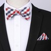HISDERN Check Stripe 6 Clips Suspenders & Bow Tie and