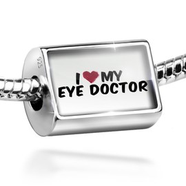 NEONBLOND Sterling Silver Bead I Heart Love My Eye Doctor Charm Fits All European Bracelets