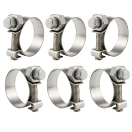 NITRO4X4 Stainless Steel Fuel Injector Hose Clamps Set - 6 Pack Adjustable Gas Line Hose Clamp (7/16 to 1/2 Inch, 11-13mm) - Heavy Duty Hose Clamp for Fuel Lines, Automotive Repairs