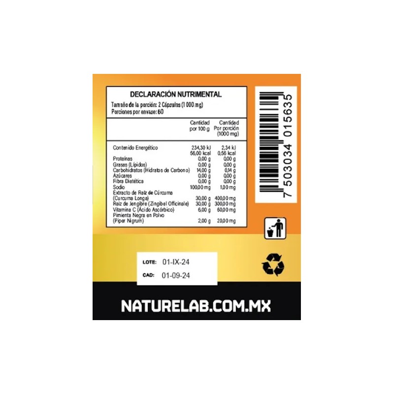 Reduce Inflamation® Suplemento Para Desinflamar Con Cúrcuma, 120 cápsulas Sin