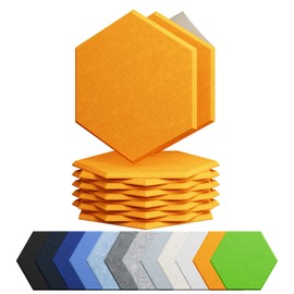 Amantech 12 Pack Acoustic Panels Self Adhesive Sound Proof Foam, High Density Sound Acoustic Foam Panel, 12X10.23X0.4 Inch Hexagon Wall Panels in Home, Office, Reccording Room, Studio(Orange)