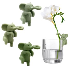 Aokelily Plant Propagation Buddy, 3PCS Elephant Leaf Friends Plant Support for Sprouts, Stems, Shoots and Cuttings, Cute Plant Supports for a Plant Propagation Station (3 Green Elephant)