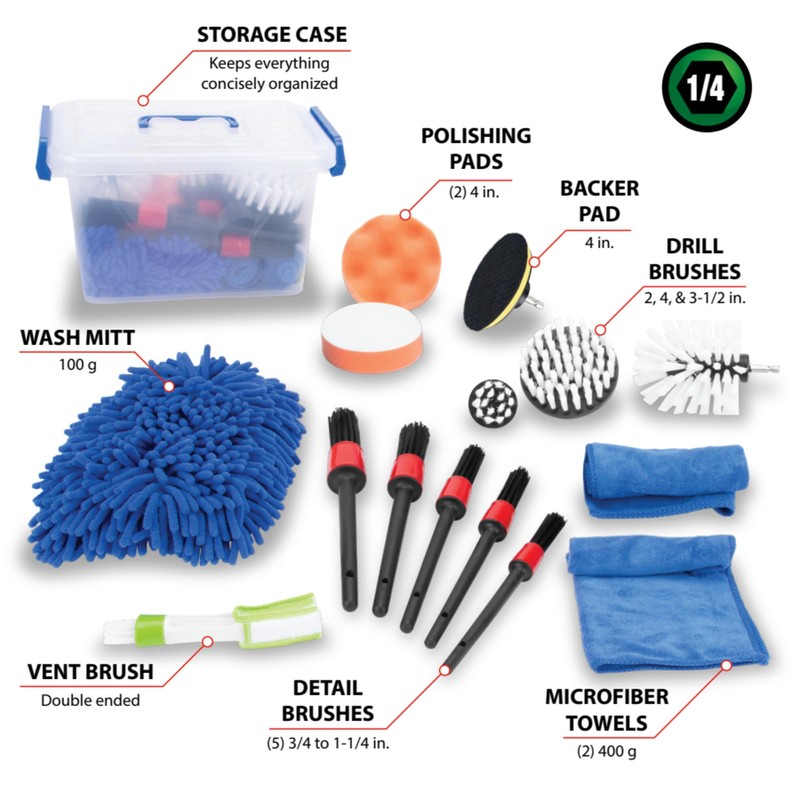 Performance Tool W4992 Ultimate Car Wash Kit (16 Pieces) -