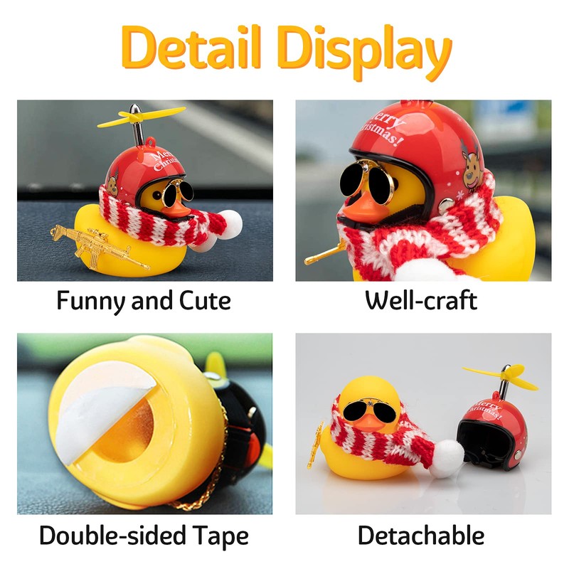 Wonuu Rubber Duck Car Decoration - Yellow Duck with Propeller,