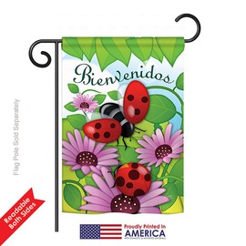 Breeze Decor G154074 Bienvenidos Tortolitas Garden Friends Bugs & Frogs Impressions Decorative Vertical Garden Flag 13" x 18.5" Multi-Color
