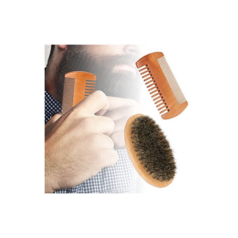 Set de cepillo y peine de barba de cerdas naturales