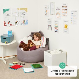 ODOXIA Calm Down Corner | Classroom and Special Education Must Haves | Calming Corner Items for Kids | Calming Corner Kit with Sensory Mats, Posters, Solutions Wall, Sensory Toys