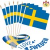 LUSEOAN 20 Pack Sweden Mini Stick Flags Swedish Small Miniature