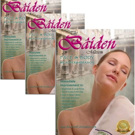 Baiden Mitten Superior Exfoliator Glove,Facial, Body Scrub,Best Firming Dry Skin Treatment,Repair Wrinkles Remove Blackheads Scars,Professional Grade (3pack)