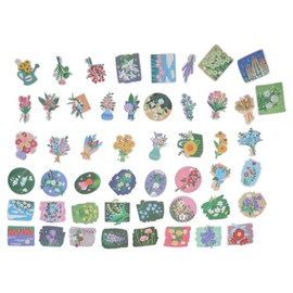 CAPASTEC Pack of 50 Flower Stickers Waterproof Scrapbook Aesthetic Stickers Water Bottle Diary Stickers for Skateboard Guitar Computer Suitcase 5.5-8.5 cm