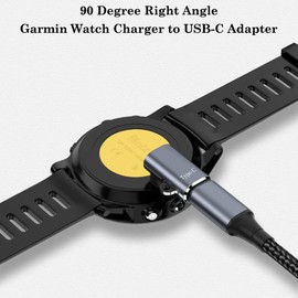 USB C 90 Degree Adapter (2 Pack), Garmin Watch Charger to USB Type C Cable Converter for Garmin Fenix 7 7S 7X 6 6S 6X 5 5S 5X, Forerunner 945 45 45S 245 Music, Instinct 1/2/2S/Tide and More