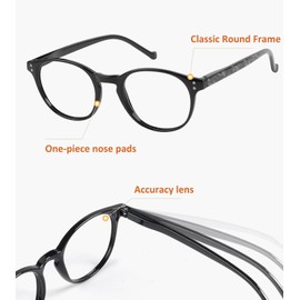 BFOCO 10-Pack Pattern Design Reading Glasses for Women Spring Hinges Round Readers Glasses Ladies +2.25