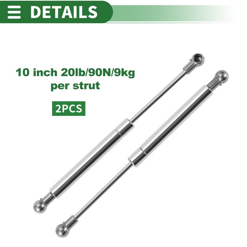 Motoforti 10inch/254mm 20lb/90N/9kg Stainless Steel Lift Support Struts Ball Joint