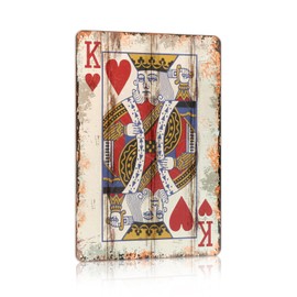 Vintage Poker Metal Sign King of Hearts Tin Sign Playing Card Wall Sign Man Cave Home Wall Decor 12 x 8 Inch