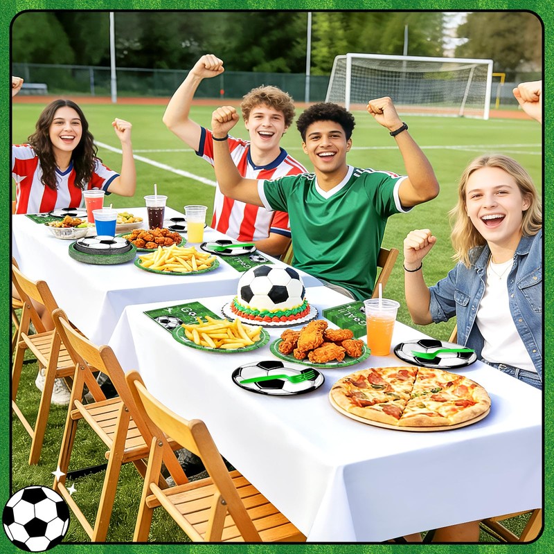 100 Pcs Soccer Paper Plates and Napkins Disposable for Party,
