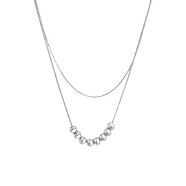 Bead Layered necklaces,Dainty Layer Necklace, Multilayered Silver Bead Chain Necklace Jewelry for Women and Girls Birthday Graduation Thanksgiving Christmas Gift.