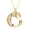 Luxury Crystal Panther Pendant Necklace, 18K Yellow Gold-Filled, Black Enamel