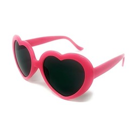 WS UK Adults Heart Shape Sunglasses with UV400 Protection (Hot Pink)