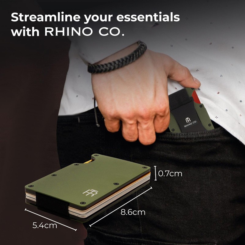 RHINO CO. Minimalist Metal Wallet RFID-Blocking Credit Card Holder with