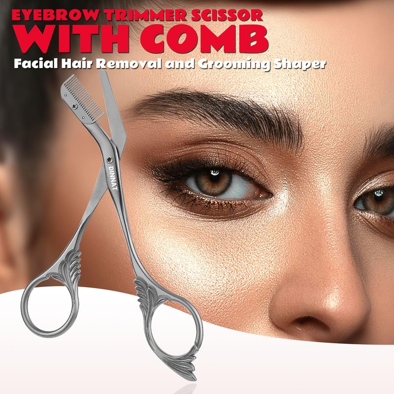 DINNAT Eyebrow Trimmer Scissor With Comb, Eyebrow Trimmers, Professional Precision