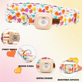 Elegant little tail Airtag Dog Collar, Valentine's Dog Collar Pet with Airtag Holder Heart Pet Collar Dog Girl Boy Puppy Collar Adjustable Dog Collars for Large Dogs