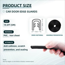 16.5FT(5M) U Shape Car Door Edge Guards Black Compatible with Nissan Rogue 2026 2025 2024-2016 U-Shaped Automotive Trim Car Door Edge Protector No Glue Required, Fade-Resistant
