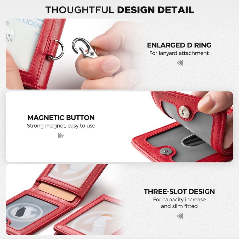 VULKIT Leather Oyster Card Holder/ID Badge Credit Card Wallet for