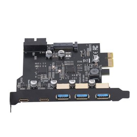 PCIe to USB 3.2 Card, 2 USB Type C, 3 USB Type A, 19 Pin PCIe to USB 3.2 Gen 2 Card with 20 Gbps, PCI Express Expansion Card, USB Card for Desktop PC