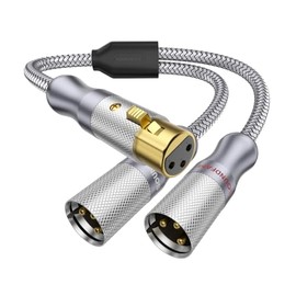 SOUNDFAM XLR Splitter Cable XLR Splitter 1 Female to 2 Male Balanced Microphone Patch Y Cable,2 Male to 1 Female Y Splitter Microphone Cable-Grey (XLR 1 Female to 2 Male, 1.6ft/0.5M)