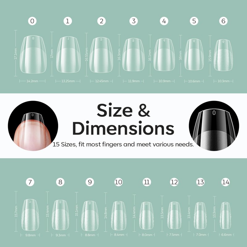 Modelones Nail Tips, Pre-shaped Full Cover Fake Nails Soft Gel