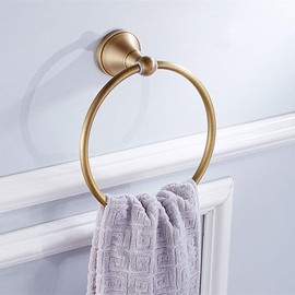 Leyden Towel Ring Antique Brass Hand Towel Holder Bathroom Accessories Brushed Shower Towel Hanger Round Wall Mounted