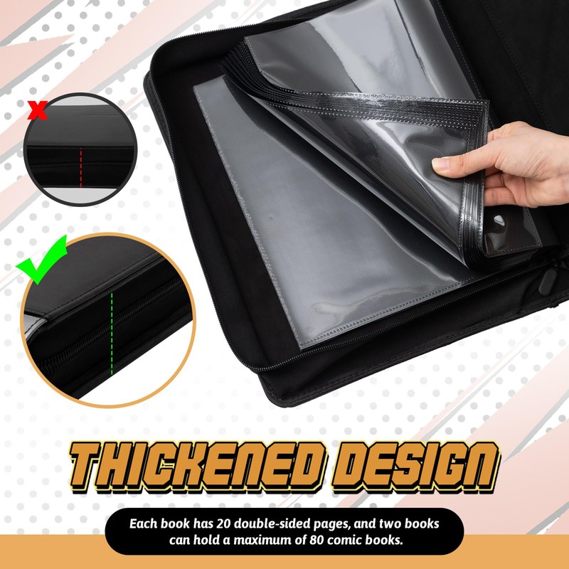 Zhehao 2 Pack Comic Book Binder, PU Leather Storage Album
