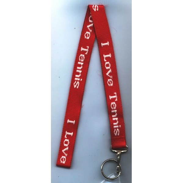 Unbranded I Love Tennis Lanyard Red with woven letters 34