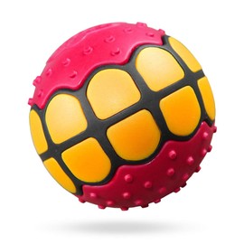 Dawg Grillz Dog Balls Toys - Squeaky Fetch Rubber Funny Ball Gifts for Large Medium Dogs (Pink Yellow)