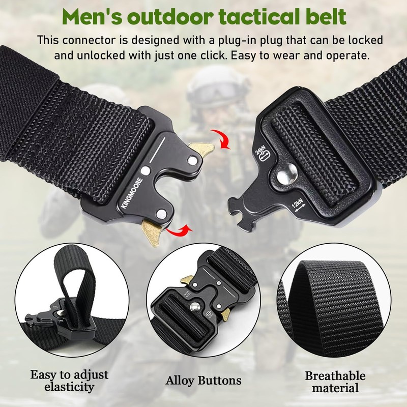 ZYEKIU Tactical Belt Men's Nylon Quick Release Belt 3.8 cm