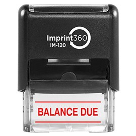 Supply360 AS-IMP1147R - Balance Due w/Upper and Lower Bars, Red Ink, Heavy Duty Commerical Self-Inking Rubber Stamp, 9/16"x1-1/2" Impression